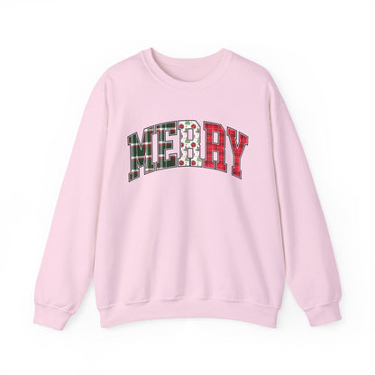 Merry Christmas Sweatshirt | Christmas Family crewneck |  Xmas Gift Idea | Cute Winter Holiday Sweater | Patchwork Merry Christmas