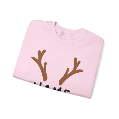 Matching Christmas Kids Shirts | Cute Custom Name Reindeer Graphic Sweatshirt for Family | Funny Customizable Family Christmas Shirts