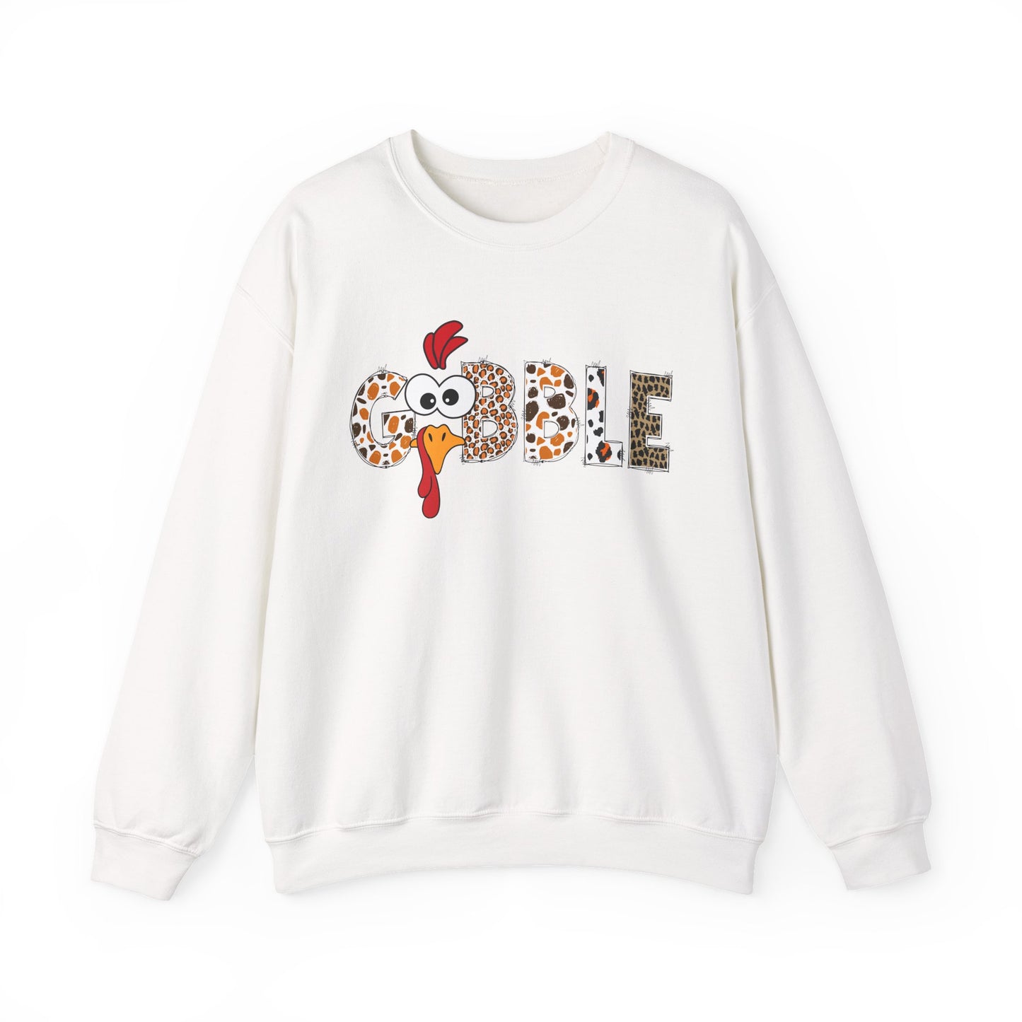 Gobble Turkey Lettering sweatshirt | Thanksgiving turkey leopard print