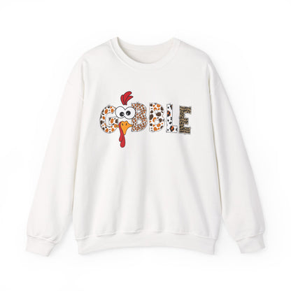 Gobble Turkey Lettering sweatshirt | Thanksgiving turkey leopard print