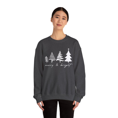 Christmas Trees Sweatshirt |  Merry & Bright Holiday Outfit | Retro Merry Christmas Holiday Gift | Xmas Winter Sweatshirt