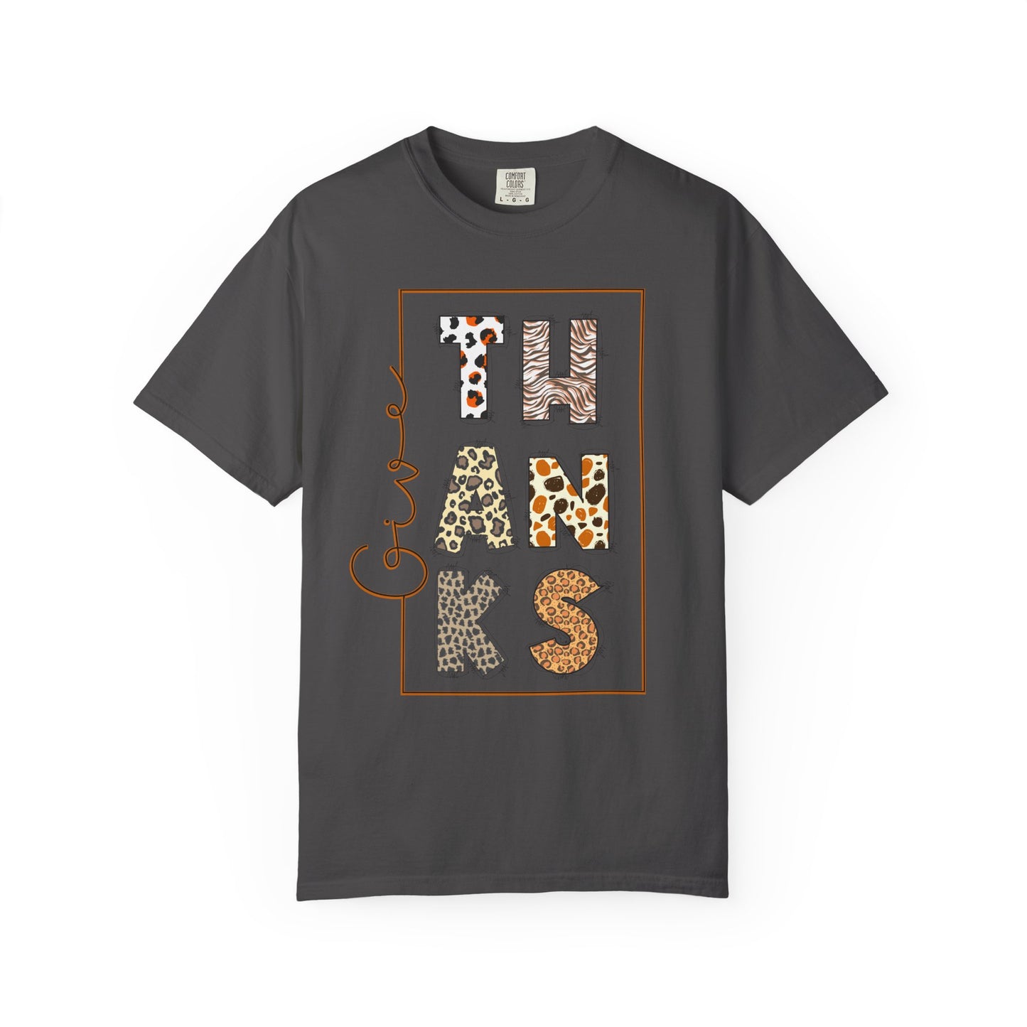 Give Thanks T-shirt | Thanksgiving Leopard Animal Print Letters