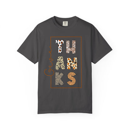 Give Thanks T-shirt | Thanksgiving Leopard Animal Print Letters