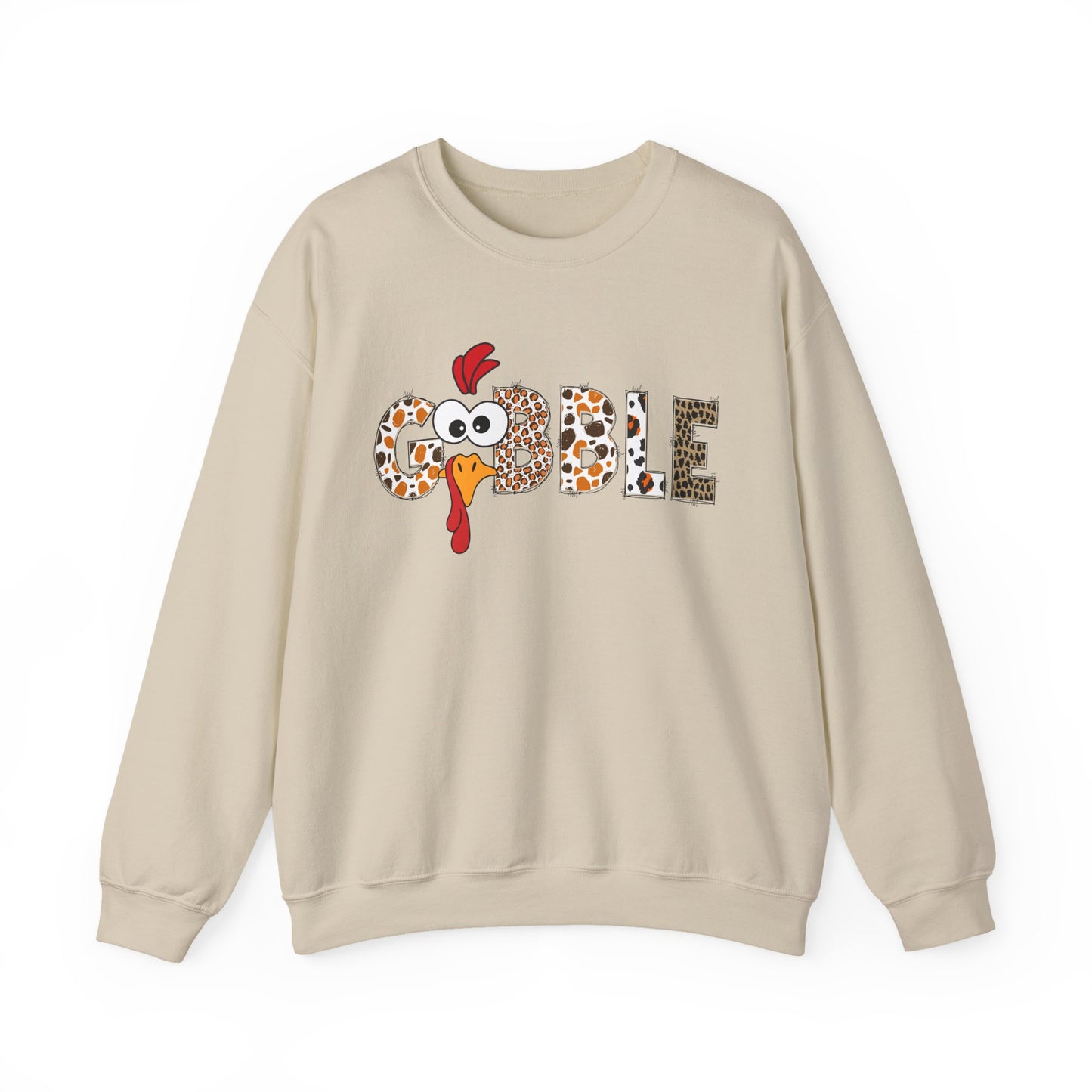 Gobble Turkey Lettering sweatshirt | Thanksgiving turkey leopard print