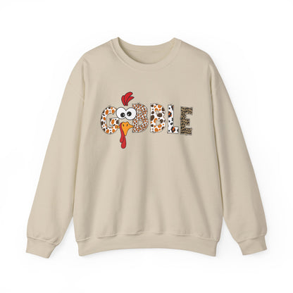 Gobble Turkey Lettering sweatshirt | Thanksgiving turkey leopard print