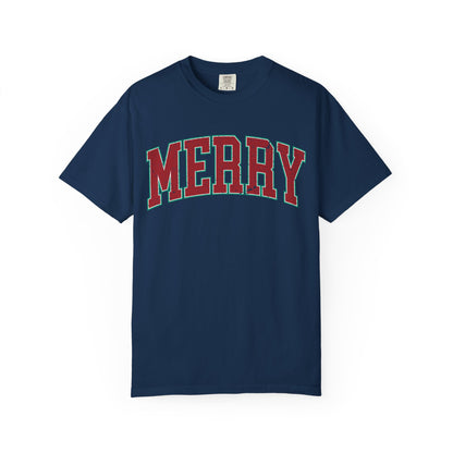 Retro Merry T-shirt | Festive Holiday Tees| Vintage Merry Shirt | Christmas Outfit | Festive Holiday | Christmas Gift