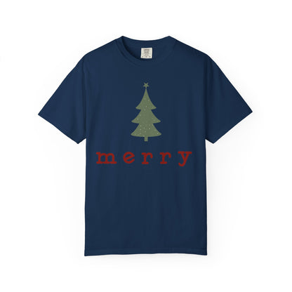 Retro Merry T-shirt | Merry Christmas Tees | Festive Holiday Outfit | Gift for Women | Christmas Minimalist T-shirt