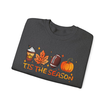 Tis the Season Autumn Icons Sweatshirt | Pumpkin Leaf Coffee Football