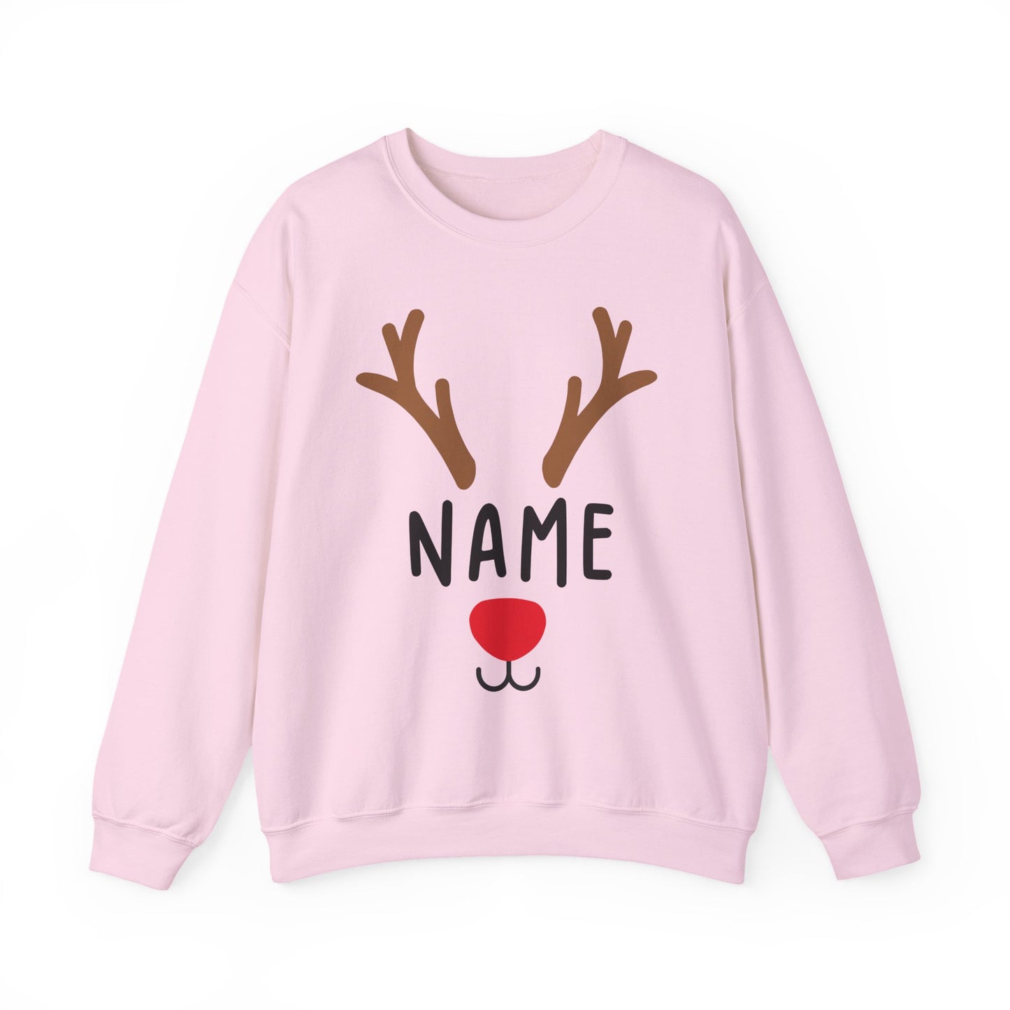 Matching Christmas Kids Shirts | Cute Custom Name Reindeer Graphic Sweatshirt for Family | Funny Customizable Family Christmas Shirts