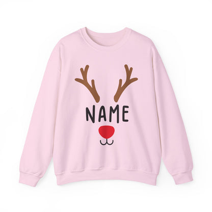 Matching Christmas Kids Shirts | Cute Custom Name Reindeer Graphic Sweatshirt for Family | Funny Customizable Family Christmas Shirts