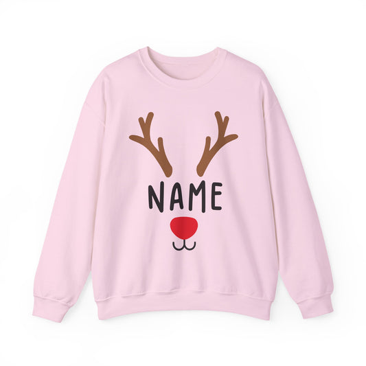 Matching Christmas Kids Shirts | Cute Custom Name Reindeer Graphic Sweatshirt for Family | Funny Customizable Family Christmas Shirts