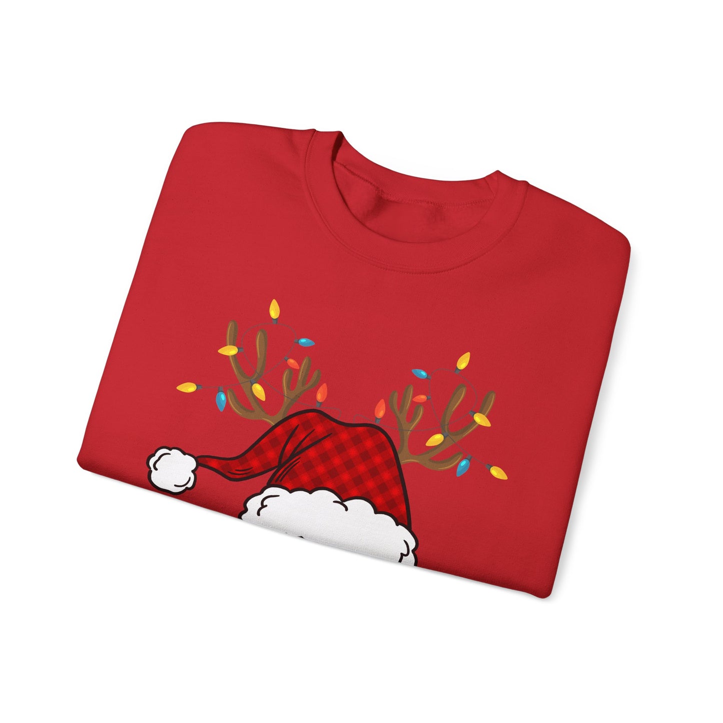 Santa Hat with Reindeer Christmas Tee | Personalized Christmas Sweatshirt | Kids Holiday Shirt | Winter Family Matching