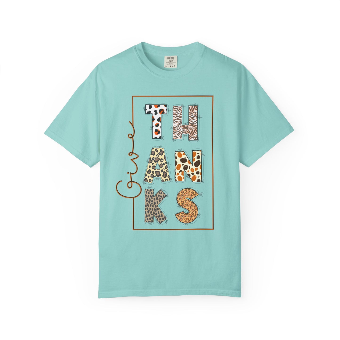 Give Thanks T-shirt | Thanksgiving Leopard Animal Print Letters