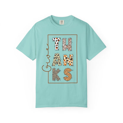 Give Thanks T-shirt | Thanksgiving Leopard Animal Print Letters