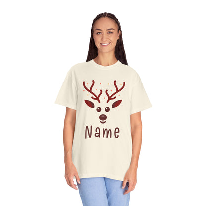 Personalized Kids Christmas Shirt - Girls Reindeer Name Toddler Sweatshirt - Custom Retro Xmas Natural Onesie - Cute Holiday Girls Shirt
