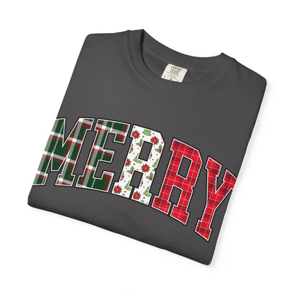 Merry Christmas T-shirt | Xmas Tees |  Xmas Gift Idea | Cute Winter Holiday Outfit | Patchwork Merry Christmas