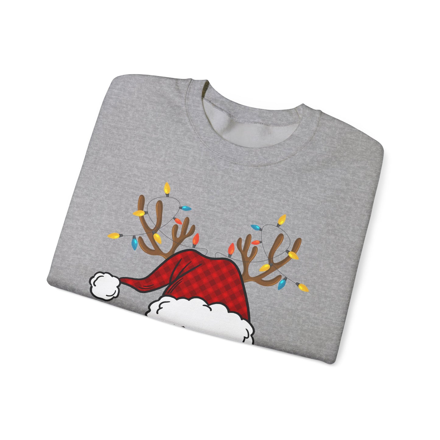 Santa Hat with Reindeer Christmas Tee | Personalized Christmas Sweatshirt | Kids Holiday Shirt | Winter Family Matching