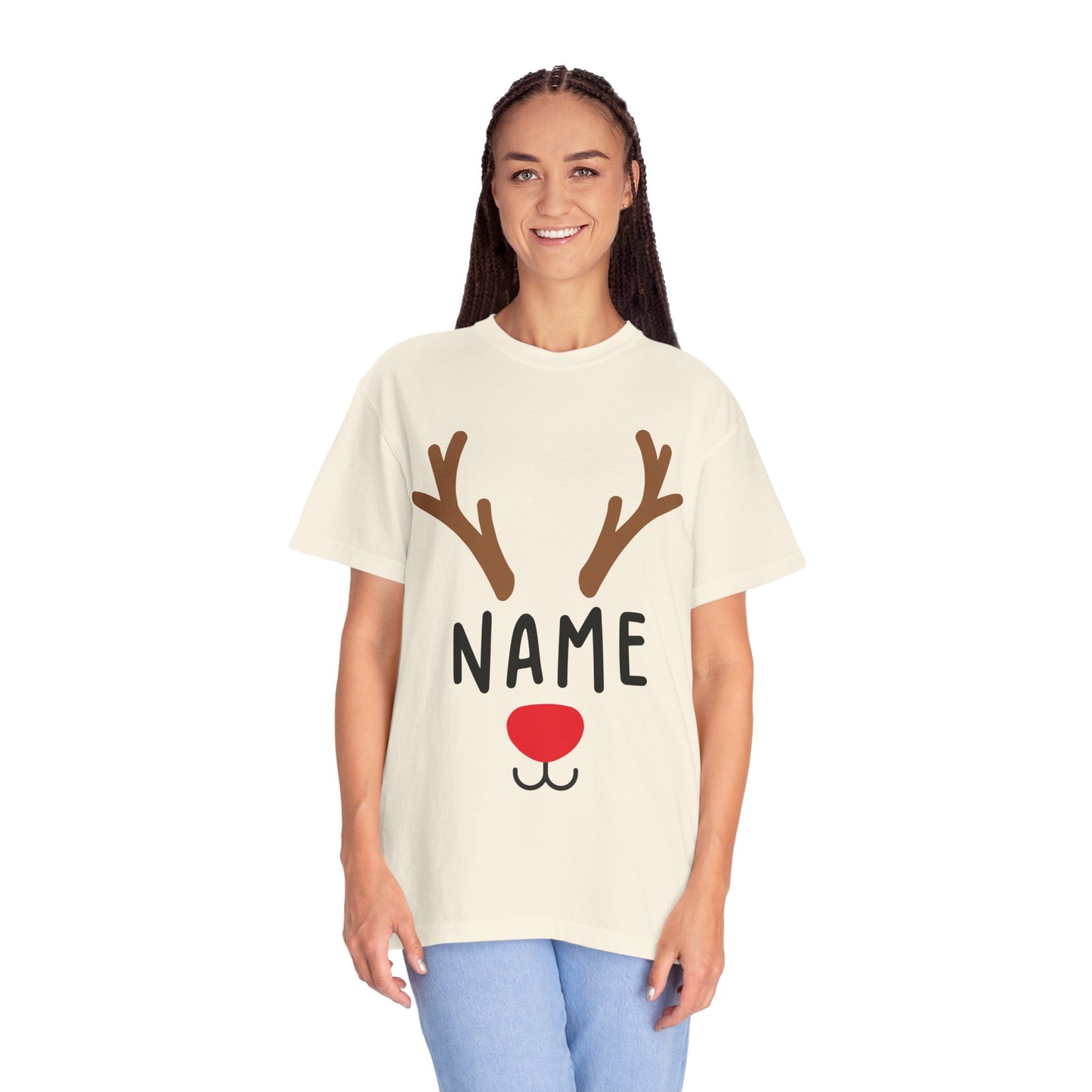 Matching Christmas Kids Shirts | Cute Custom Name Reindeer Graphic Sweatshirt for Family | Funny Customizable Family Christmas Shirts