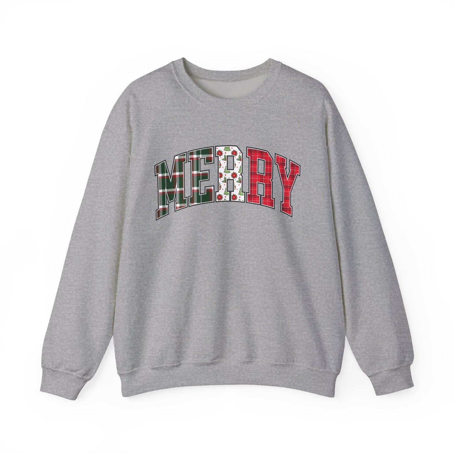 Merry Christmas Sweatshirt | Christmas Family crewneck |  Xmas Gift Idea | Cute Winter Holiday Sweater | Patchwork Merry Christmas