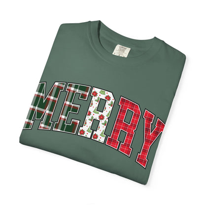 Merry Christmas T-shirt | Xmas Tees |  Xmas Gift Idea | Cute Winter Holiday Outfit | Patchwork Merry Christmas