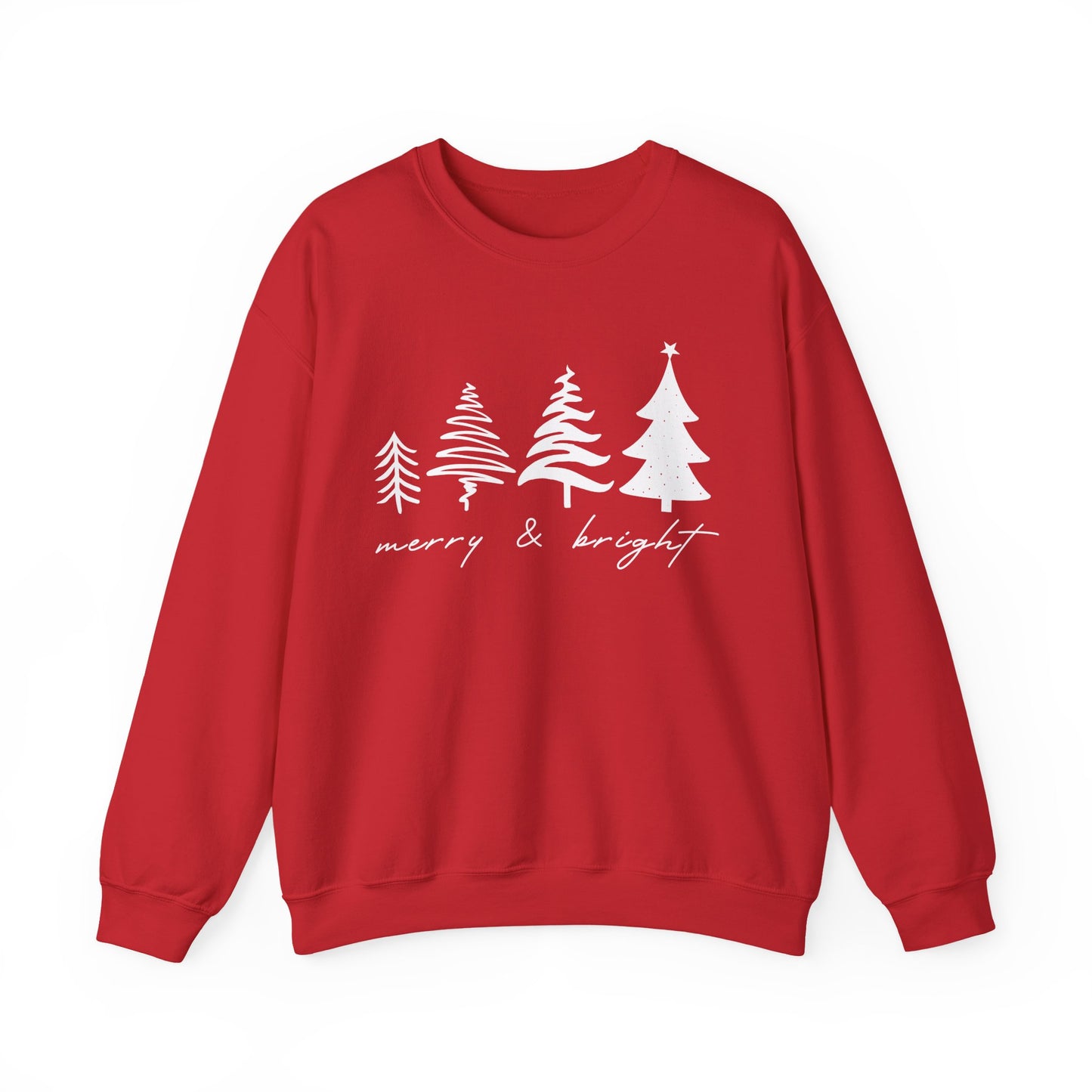 Christmas Trees Sweatshirt |  Merry & Bright Holiday Outfit | Retro Merry Christmas Holiday Gift | Xmas Winter Sweatshirt