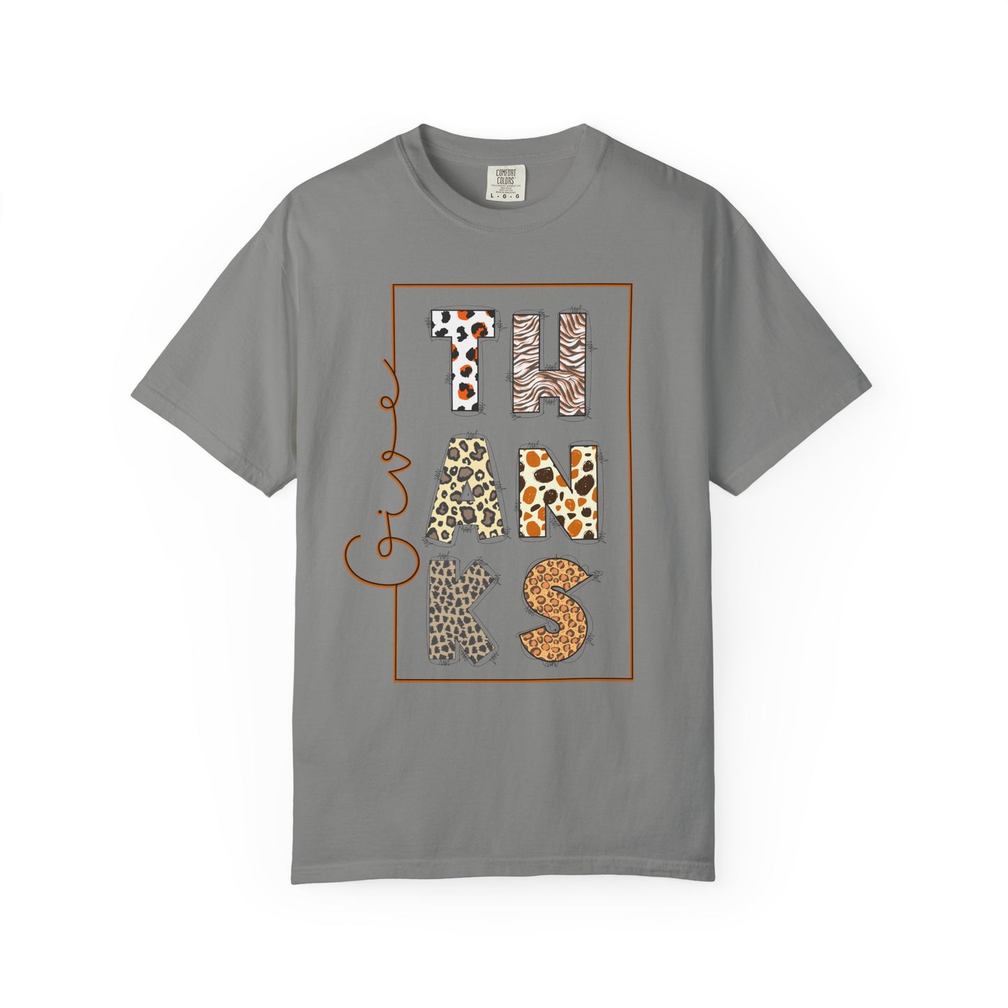 Give Thanks T-shirt | Thanksgiving Leopard Animal Print Letters