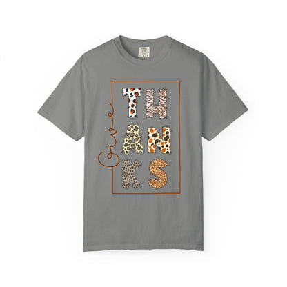 Give Thanks T-shirt | Thanksgiving Leopard Animal Print Letters