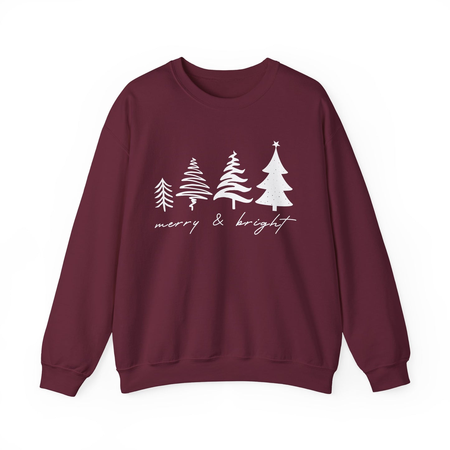 Christmas Trees Sweatshirt |  Merry & Bright Holiday Outfit | Retro Merry Christmas Holiday Gift | Xmas Winter Sweatshirt
