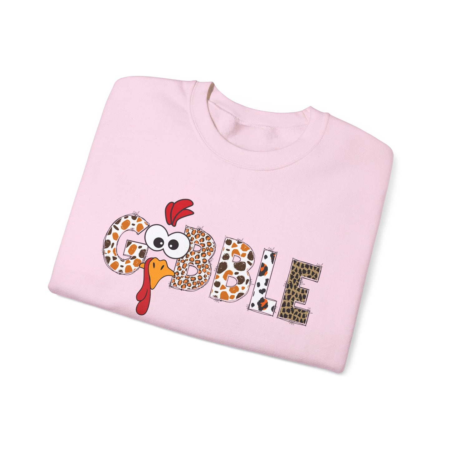 Gobble Turkey Lettering sweatshirt | Thanksgiving turkey leopard print