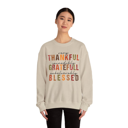 Thankful Grateful Blessed sweatshirt | Fall Thanksgiving crewneck