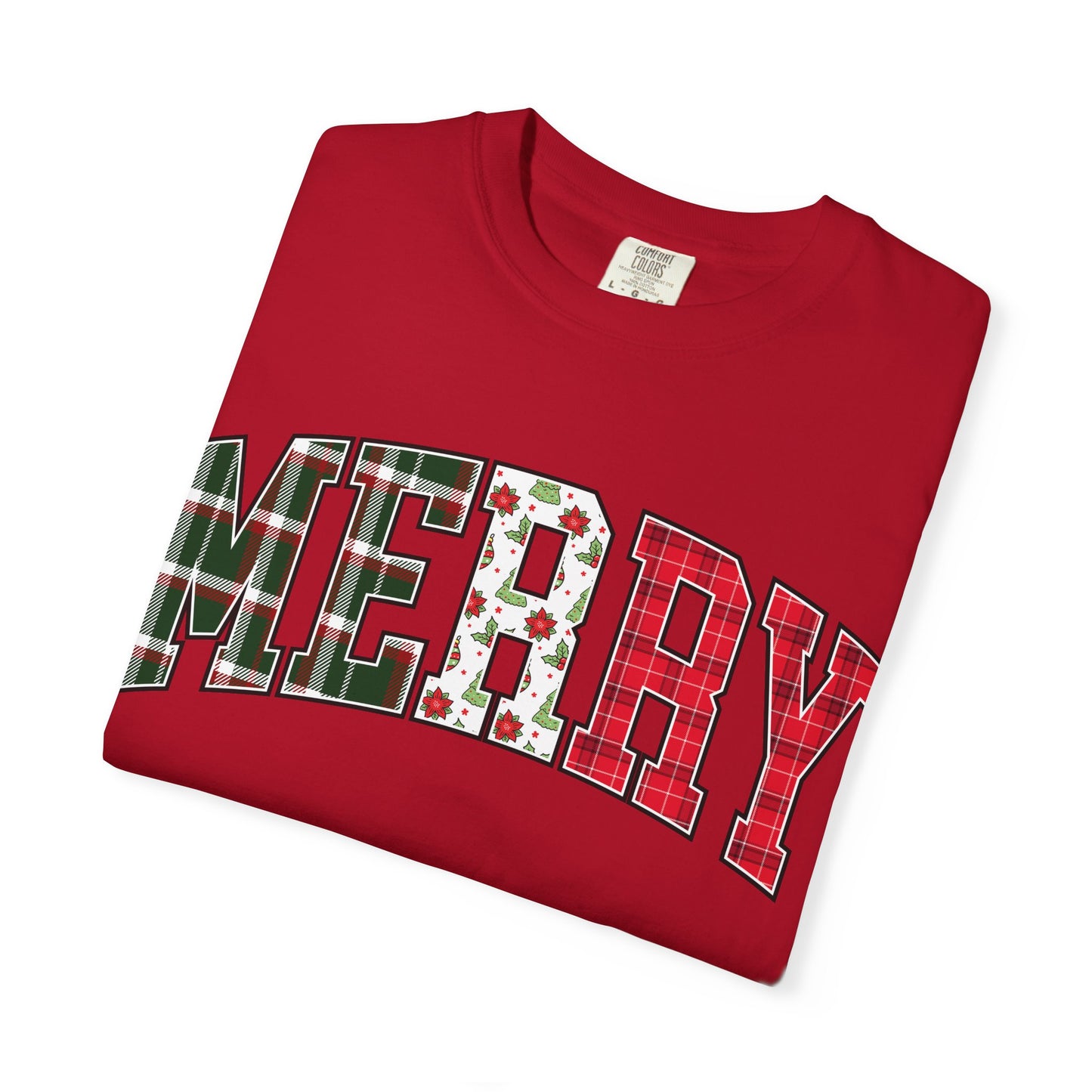 Merry Christmas T-shirt | Xmas Tees |  Xmas Gift Idea | Cute Winter Holiday Outfit | Patchwork Merry Christmas
