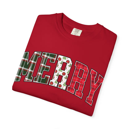 Merry Christmas T-shirt | Xmas Tees |  Xmas Gift Idea | Cute Winter Holiday Outfit | Patchwork Merry Christmas