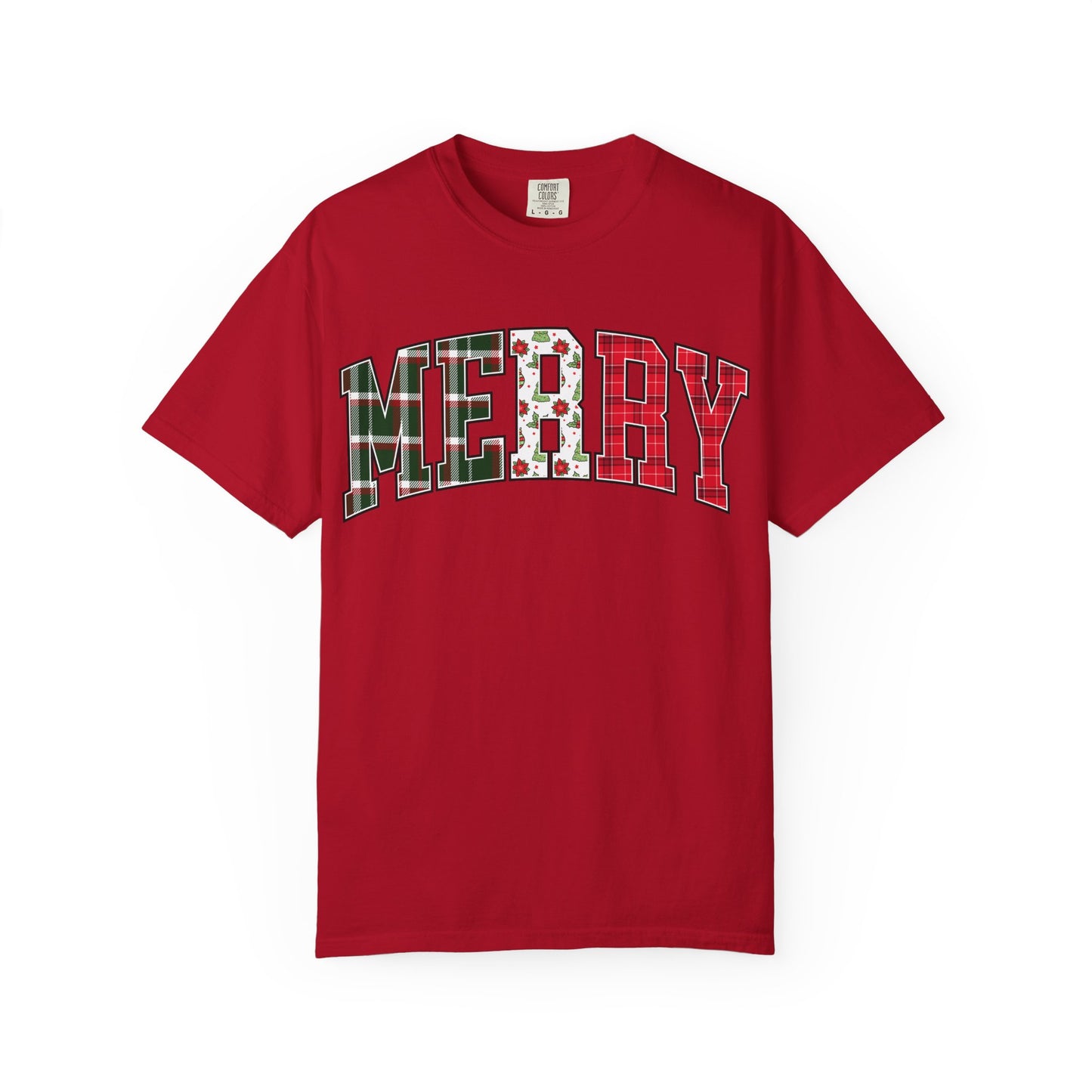 Merry Christmas T-shirt | Xmas Tees |  Xmas Gift Idea | Cute Winter Holiday Outfit | Patchwork Merry Christmas