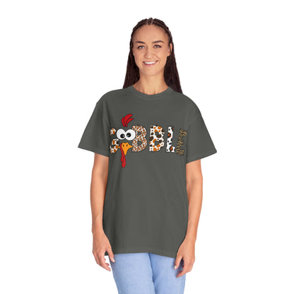 Gobble Turkey Graphic T-shirt | Thanksgiving Turkey Shirt, Leopard Print Letters