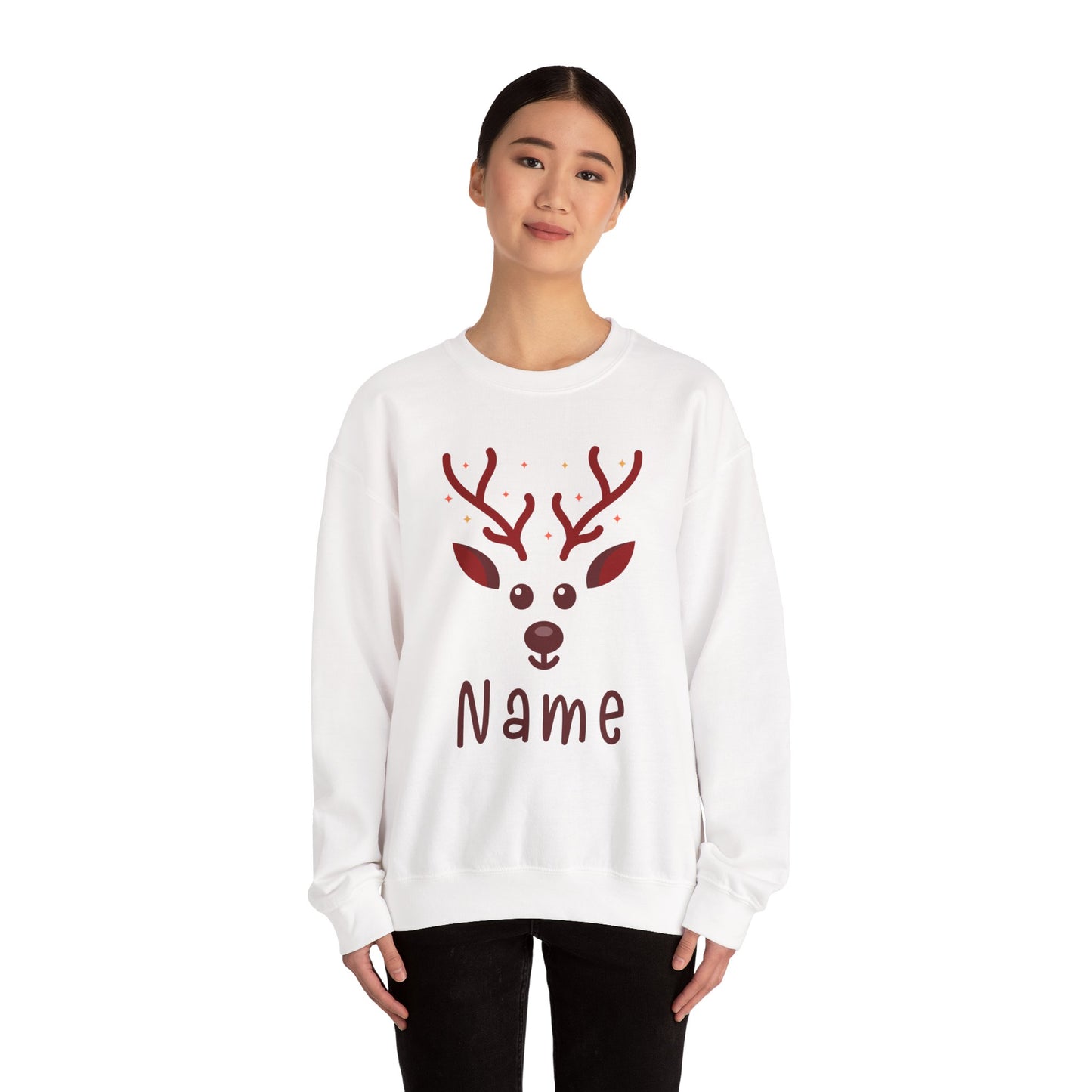 Personalized Kids Christmas Shirt | Girls Reindeer Name Toddler Sweatshirt | Custom Retro Xmas Natural Onesie | Cute Holiday Girls Shirt