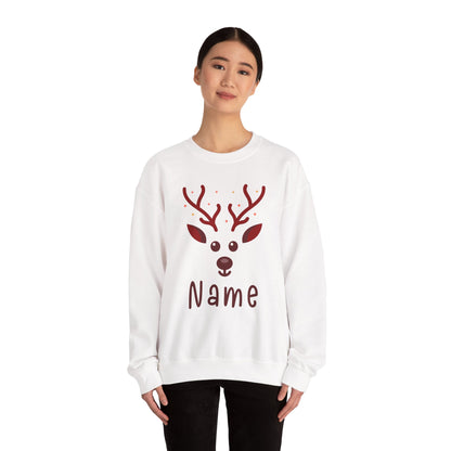 Personalized Kids Christmas Shirt | Girls Reindeer Name Toddler Sweatshirt | Custom Retro Xmas Natural Onesie | Cute Holiday Girls Shirt