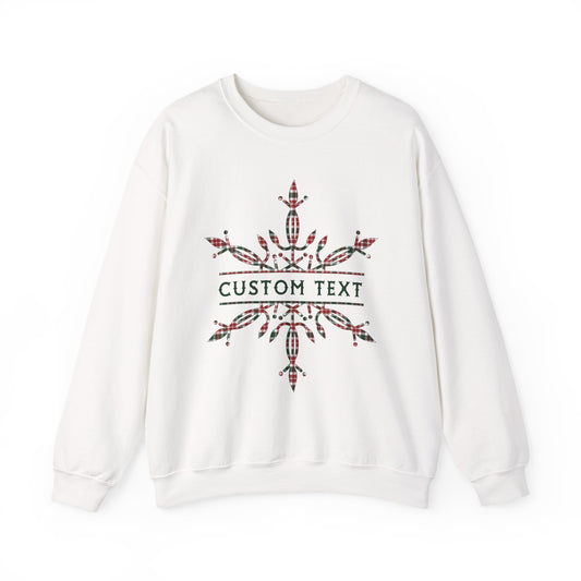 Custom Christmas Plaid Snowflake Family Name Shirt |  Personalized Holiday Group Sweatshirt |  Matching Cousin Crew Christmas Party Gift