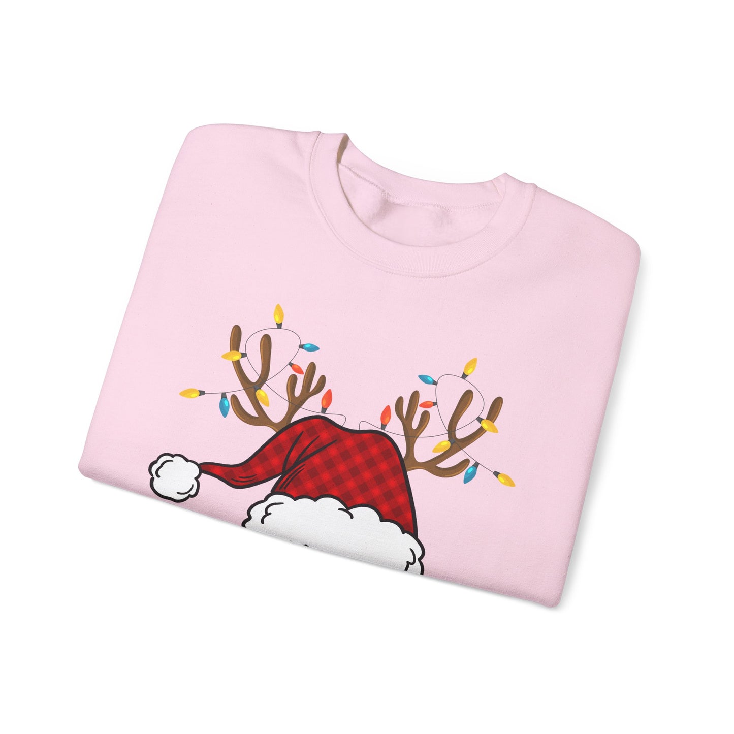 Santa Hat with Reindeer Christmas Tee | Personalized Christmas Sweatshirt | Kids Holiday Shirt | Winter Family Matching