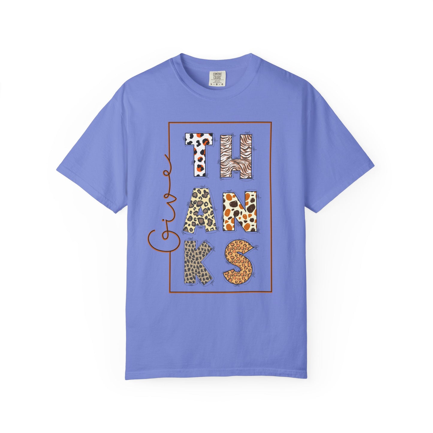 Give Thanks T-shirt | Thanksgiving Leopard Animal Print Letters