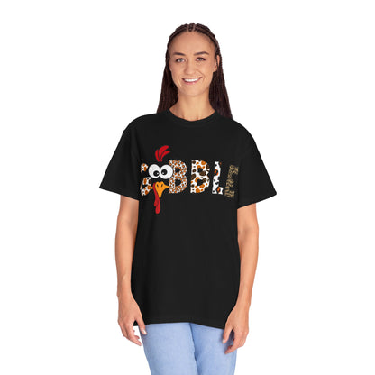 Gobble Turkey Graphic T-shirt | Thanksgiving Turkey Shirt, Leopard Print Letters