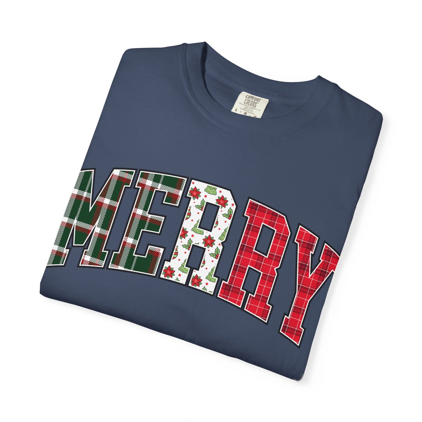 Merry Christmas T-shirt | Xmas Tees |  Xmas Gift Idea | Cute Winter Holiday Outfit | Patchwork Merry Christmas