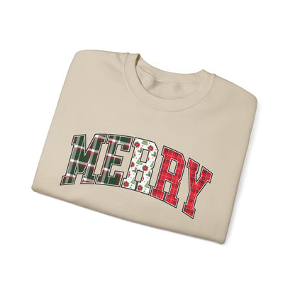 Merry Christmas Sweatshirt | Christmas Family crewneck |  Xmas Gift Idea | Cute Winter Holiday Sweater | Patchwork Merry Christmas