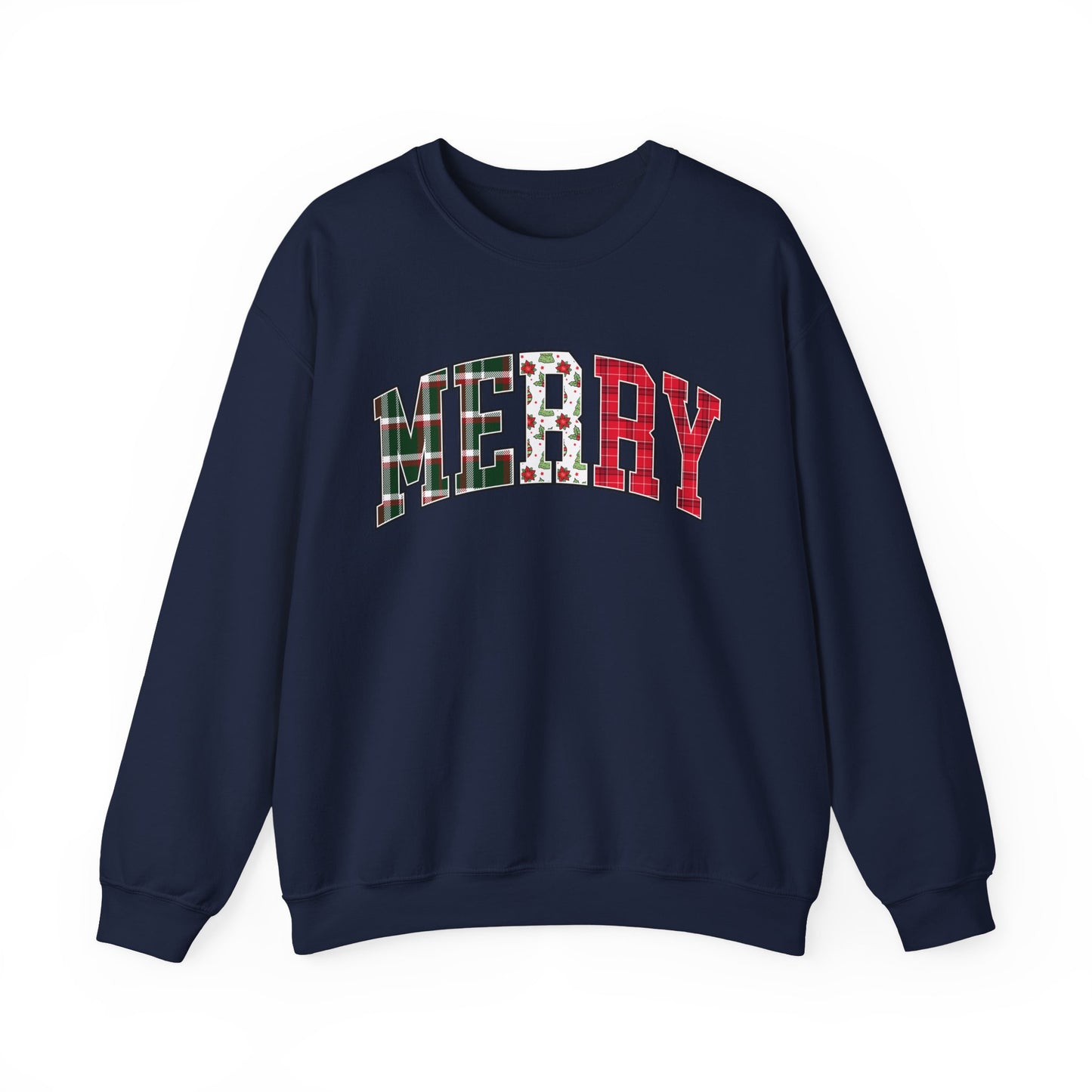 Merry Christmas Sweatshirt | Christmas Family crewneck |  Xmas Gift Idea | Cute Winter Holiday Sweater | Patchwork Merry Christmas