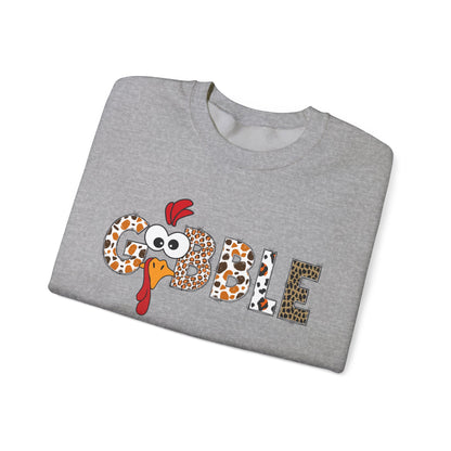 Gobble Turkey Lettering sweatshirt | Thanksgiving turkey leopard print