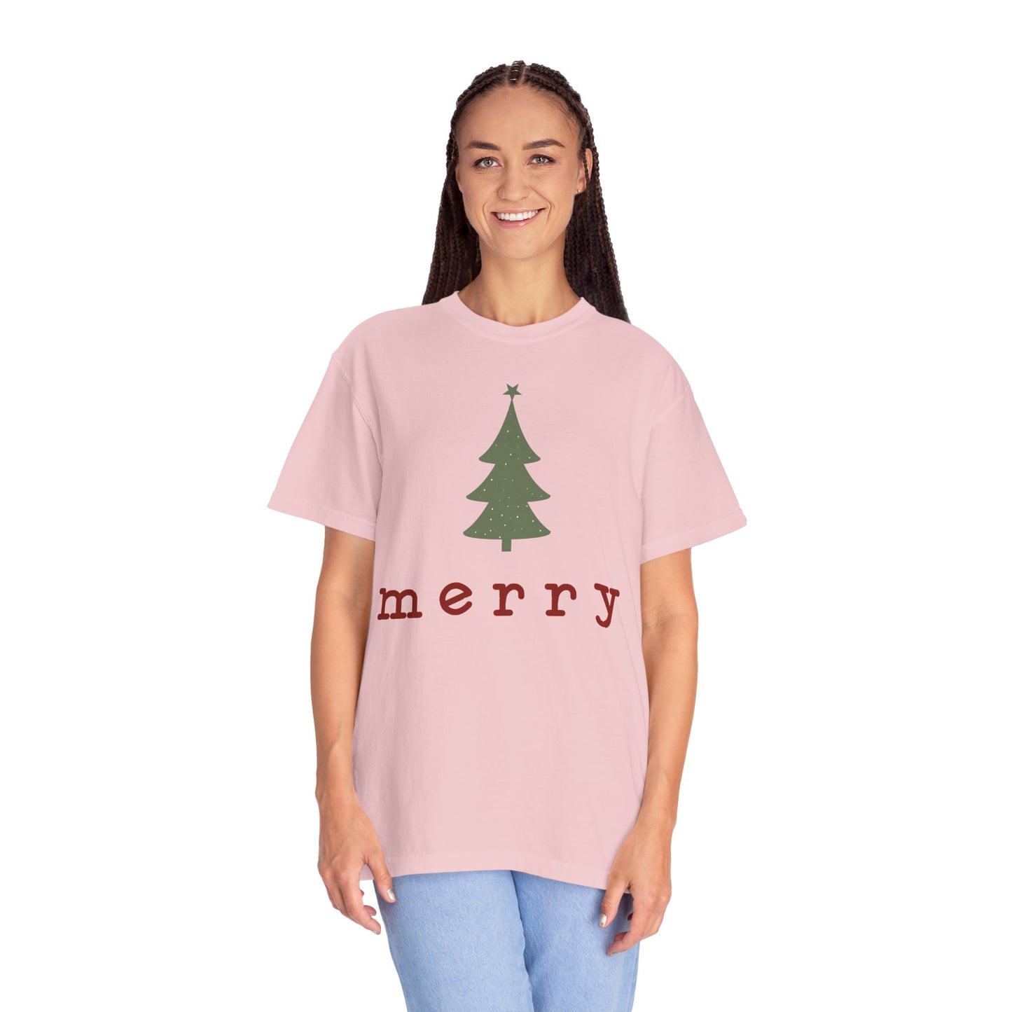 Retro Merry T-shirt | Merry Christmas Tees | Festive Holiday Outfit | Gift for Women | Christmas Minimalist T-shirt