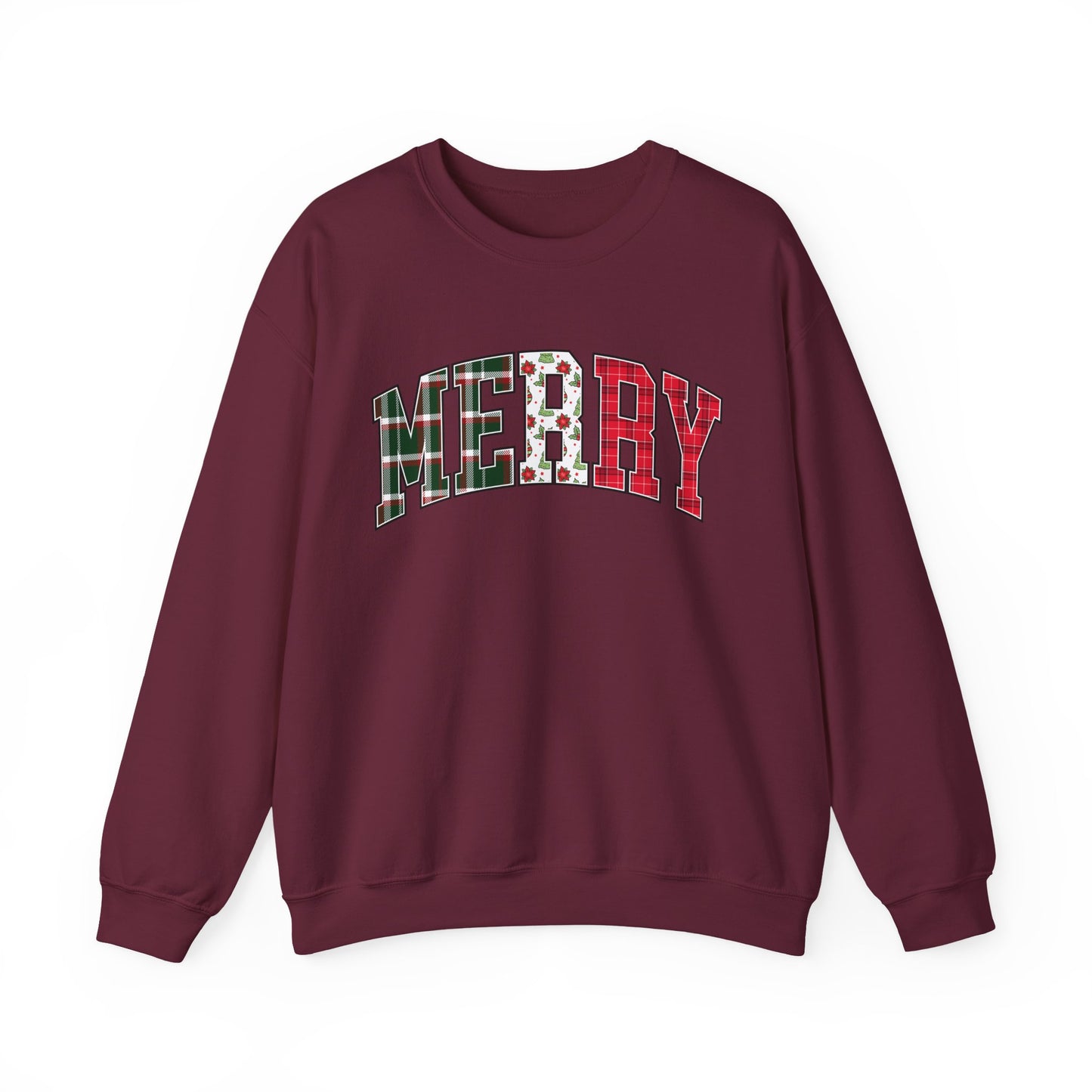 Merry Christmas Sweatshirt | Christmas Family crewneck |  Xmas Gift Idea | Cute Winter Holiday Sweater | Patchwork Merry Christmas
