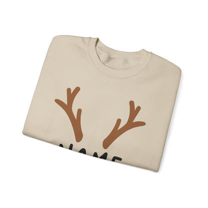 Matching Christmas Kids Shirts | Cute Custom Name Reindeer Graphic Sweatshirt for Family | Funny Customizable Family Christmas Shirts