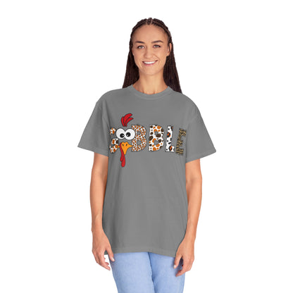 Gobble Turkey Graphic T-shirt | Thanksgiving Turkey Shirt, Leopard Print Letters