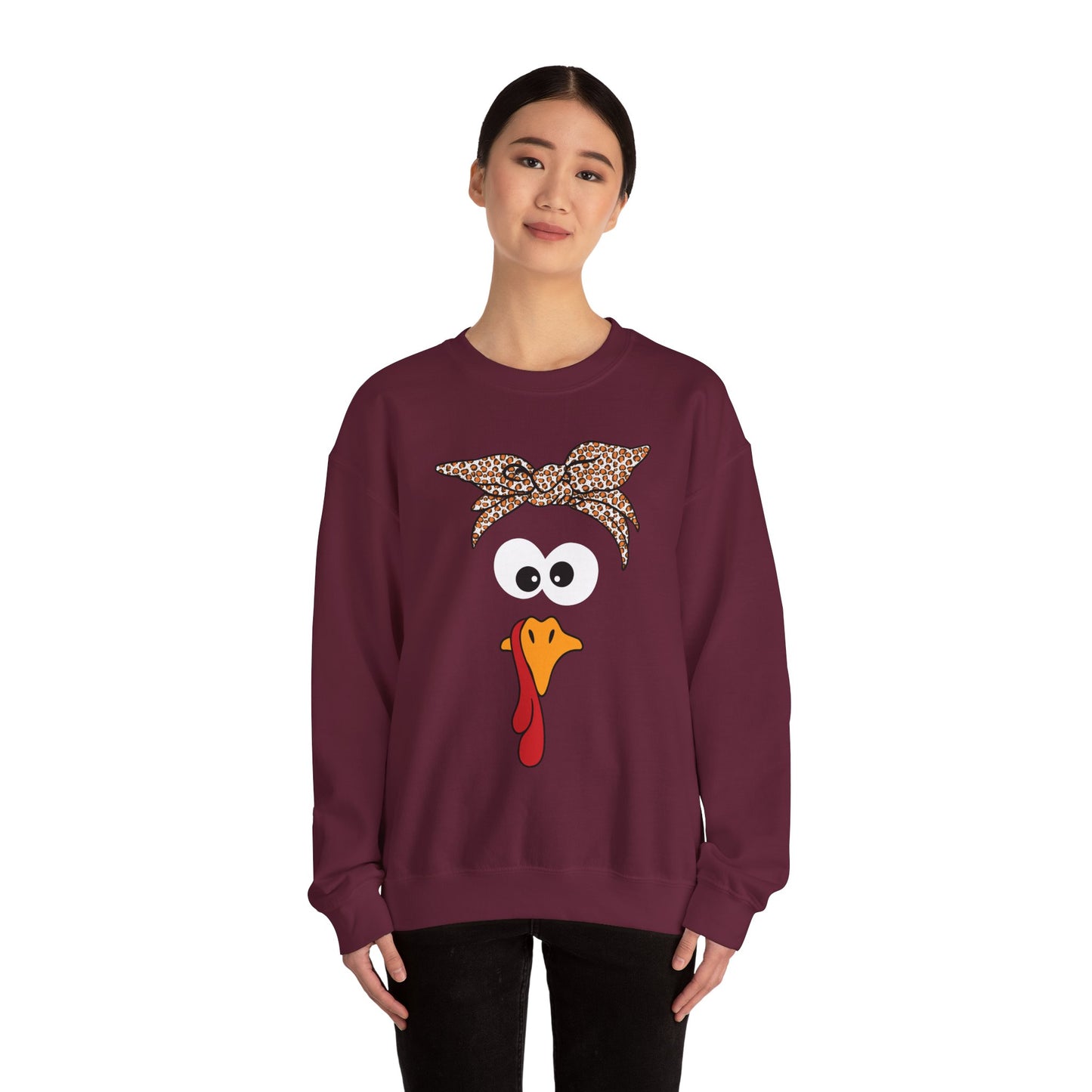 Turkish Bandana Turkey Sweatshirt | Thanksgiving Turkey Face Crewneck