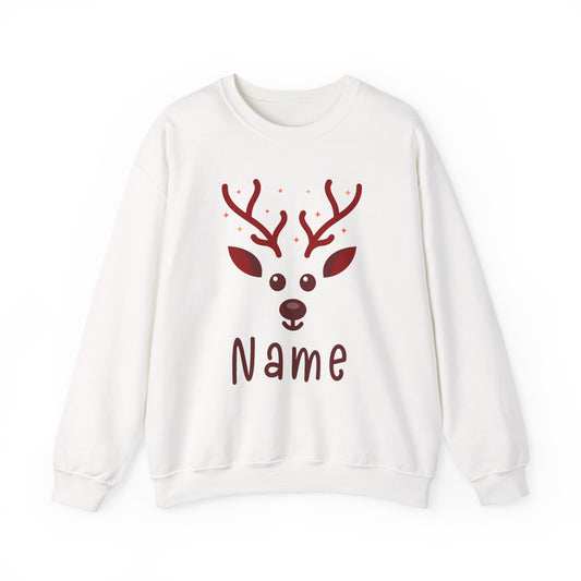 Personalized Kids Christmas Shirt | Girls Reindeer Name Toddler Sweatshirt | Custom Retro Xmas Natural Onesie | Cute Holiday Girls Shirt